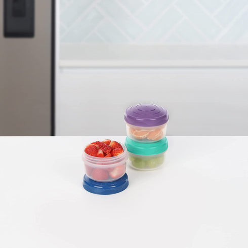 Sistema To Go Collection Mini Bites Small Food Storage Containers, 4.39 oz./130 mL, Pink/Green/Blue, 3 Count