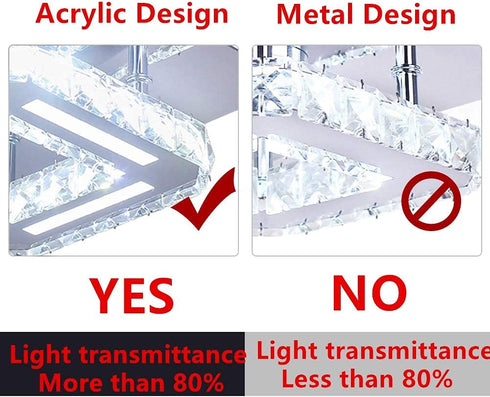Modern Crystal Ceiling Lighting, CXGLEAMING Mini Square Crystal Chandelier Contemporary Luxury Semi Flush Mount LED Ceiling Light Fixture for Bedroom, Dining Room, Kitchen, Hallway, Entry, Foyer