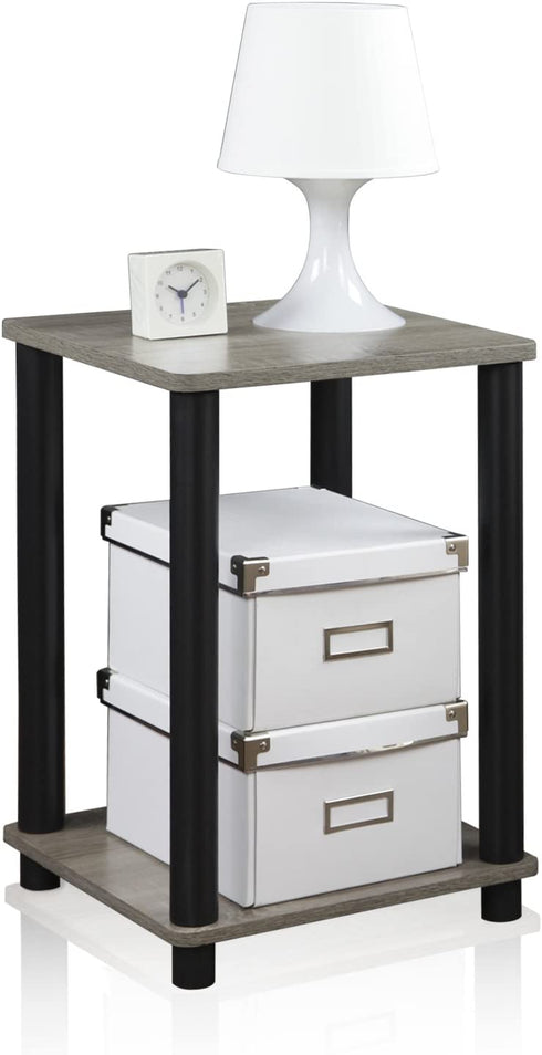 FURINNO Turn-N-Tube Haydn End Table, 1-Pack, French Oak Grey/Black