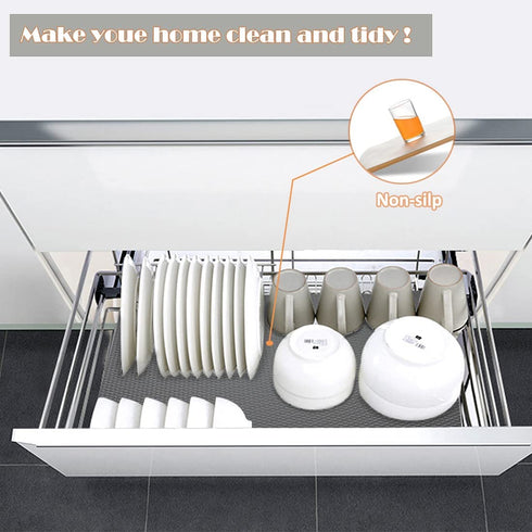 Bloss Shelf Liner, Non Adhesive Kitchen Cabinet Liners, Washable Refrigerator Liners with Waterproof Fridge Liner Drawer Mat for Cupboard, Pantry Shelves, Bathroom - Grey,12x177 Inch