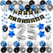 25th Birthday Decorations for Men Women Boy Girl,Blue Black Birthday Party Supplies with 25 Silver Number Balloon Happy Birthday Banner for 25th and 52nd Birthday Party