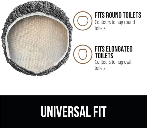 Gorilla Grip Shag Chenille Bathroom Toilet Lid Cover, Machine Wash, Ultra Soft Plush Seat Covers, Large Fabric Covers, 19.5x18.5, Fits Standard Toilet Lids, Bathroom Accessories and Decor, Gray
