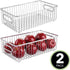 mDesign Metal Farmhouse Kitchen Pantry Food Storage Organizer Basket Bin - Wire Grid Design - for Cabinets, Cupboards, Shelves, Countertops - Holds Potatoes, Onions, Fruit - Large, 2 Pack - Chrome