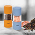 LHS Premium Salt and Pepper Grinder Set, Stainless Steel Salt Pepper Shakers Set, Refillable Refillable Spice Mills with Adjustable Coarseness for Kitchen Use - 4.6 Inches(Set of 2, Blue & Orange)