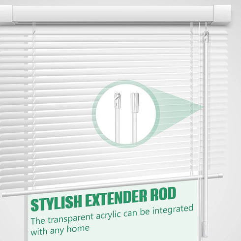 Yalikop 24 Inches 2 Pieces Blind Wand Vertical Blinds Replacement Parts Blind Rod with Hook and Grip Clear Plastic Blind Opener Long Window Blind Stick Tilt Rod