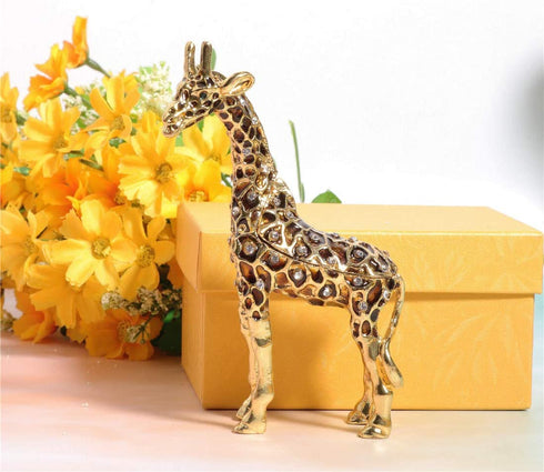 Waltz&F Big Gold Giraffe Trinket Box Hinged Hand-Painted Figurine Collectible Ring Holder Living Ornaments Shooting Props