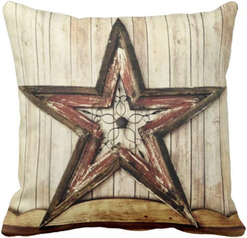 Emvency Set of 4 Throw Pillow Covers Rustic Country Western Star Barn Wooden Cabin West Primitive Decorative Pillow Cases Home Decor Square 18x18 Inches Pillowcases