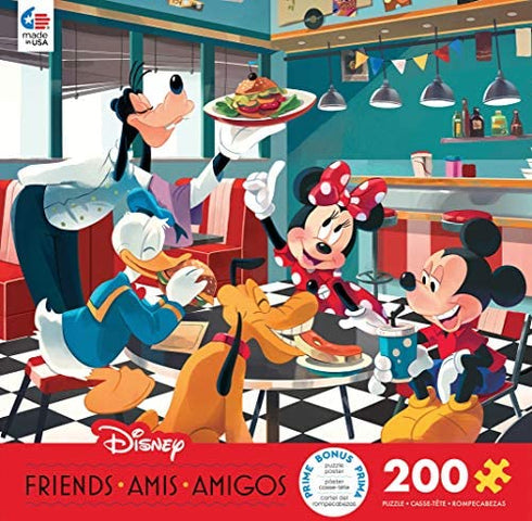 Ceaco - Disney Friends - Disney Diner - Oversized 200 Piece Jigsaw Puzzle