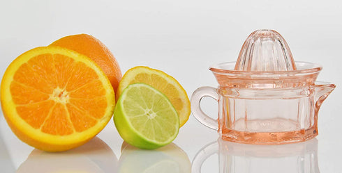 HOME-X Nostalgia Style Glass Citrus Juicer, Manual Juice Press, Retro Nostalgic Lemon, Orange Juicer-2 Pcs-Pink