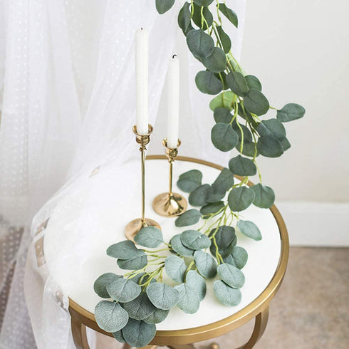 CEWOR 3 Packs Artificial Eucalyptus Garland Greenery Silk Eucalyptus Leaves Vines Faux Silver Dollar Eucalyptus Plants for Wedding Party Home Decoration