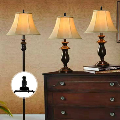 Lamp Shade Harps Holder Adjustable Kit - 8 10 Inch with E26 UNO Light Base Set Lampshades parts for Table and Floor Lamps finials Bracket Light Fitting - 2 Pack (Black, 8 Inch)