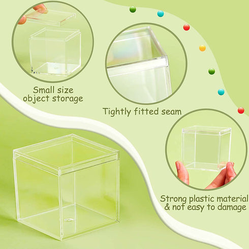 8 Pieces Clear Acrylic Plastic Square Cube Jewelry Box Mini Storage Box Mini Square Containers with Lids Storage Candy Box for Candy Pill and Tiny Jewelry (2.6 x 2.6 x 2.6Inch)