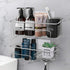 2-pack Shower Caddy Basket Shelf SUS304 Stainless Steel Bathroom Shelf with 11 Hooks ,Bearing 30 pounds, Without Drilling Fixed by Shower Shelf Adhesive Storage,2-in-1 Kitchen Spice Organizer