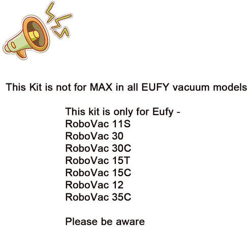 Hyphen-X Replacement Parts Compatible with Eufy RoboVac 11S, RoboVac 30, RoboVac 30C, RoboVac 15C,RoboVac 12, RoboVac 35C Accessory Robotic Vacuum Cleaner Filters, Side Brushes,Rolling Brushes