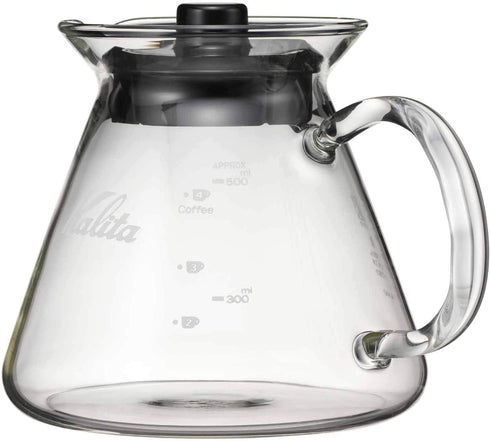 Kalita (Carita) Coffee Server I Pour Over Carafe I 500ml (17oz) I Pot Fits Kalita Drippers I Heat Resistant Glass I Made in Japan I, Single Cup, Clear