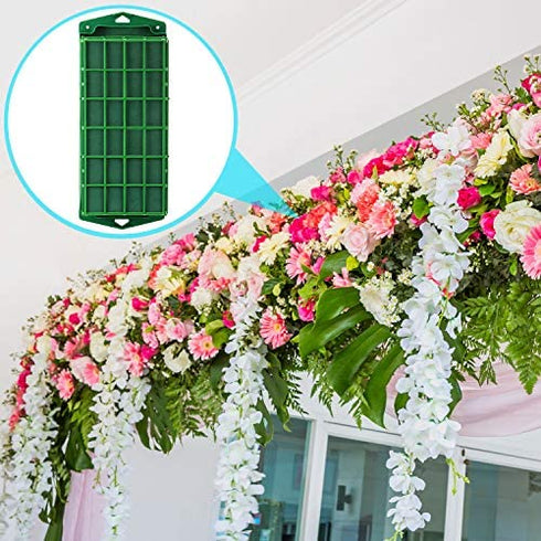 Floral Foam Cage Flower Holder with Floral Foam for Fresh Flowers Cage Bowl for Table Centerpiece Floral Arrangement, Rectangle, 30 x 12 x 8 cm (2 Pieces)