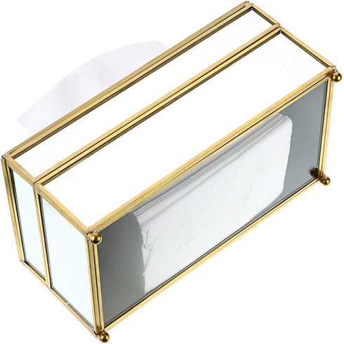 Sumnacon Rectangular Mirror Glass Paper Tissue Box, Decorative Glass Napkin Storage Box, Facial Tissue Holder for Dresser, Bathroom, Bedroom, Home Decor, Office, Bar, Restaurant, Large