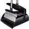 Broom and Dustpan Set with Lid Outdoor Or Indoor Dust Pan with Combo 3 Foot Long Stainless Standing Upright for Room Office Home Kitchen Floor Whisk Brush Set Lobby Clean The Pet Dog Hair (Black)