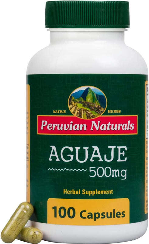 Aguaje 500mg - 100 Capsules - Peruvian Naturals | Moriche Palm Fruit Powder from Peru (Buriti in Brazil)