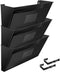 Acrimet 3 Pockets Wall Mount File Holder Organizer Letter Size, Black Color (Hangers Included)