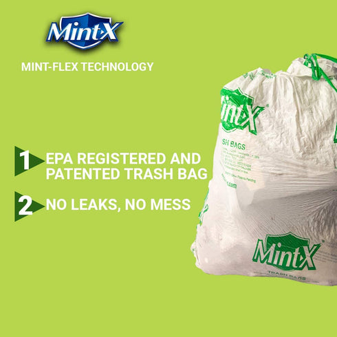 Mint-X MintFlex Rodent Repellent Trash Bags, Tall Kitchen Drawstring Bags, 1 FT 11 ¾ Inches X 2 FT 1 Inch, 0.90 MIL, 13 Gallon, 40 Count