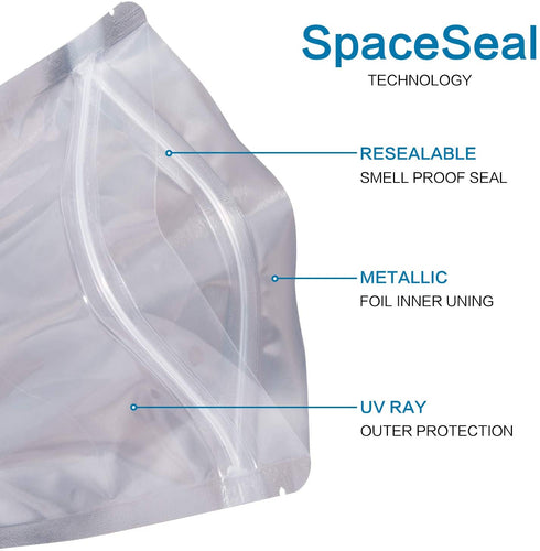 LZLPACKING 100 pieces resealable mylar bags with clear front window,sealable bags for packaging,smell proof edible packaging bags,sample bags,ziplock stand up pouches bags for food storage(5×8 Inch)