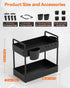 Warmodern Under Sink Organizer, 2 Tier Bathroom Organizer Under Sink, Kitchen Cabinet Organizers Baskets with 4Hooks,2 Handles and 2 Hanging Cups, Multifunction Under Sink Storage for Bathroom Kitchen