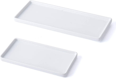 AUXSOUL Bathroom Tray, 2 Pack Ceramic Vanity Trays, Sink Storage Bathtub Tray Organizer Rectangular Cosmetics Holder for Tissues, Candles, Towel, Soap, Countertop, Towel, Plant, Jewelry(White)