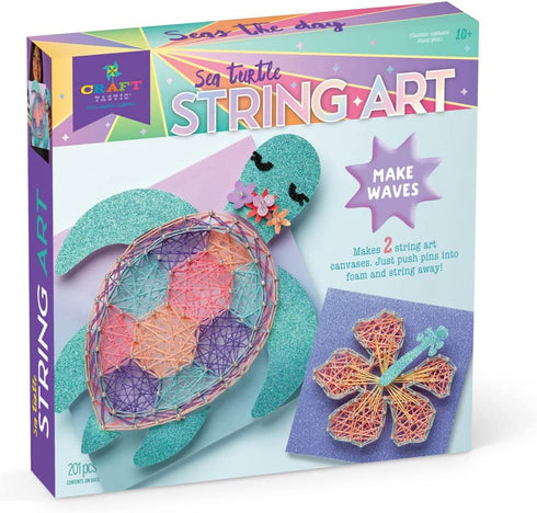 Craft-tastic String Art Sea Turtle for 2 Fun Craft Projects — Sea Turtle and Hibiscus Flower — Ages 10+