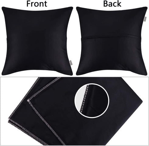 4-Pack 100% Cotton Comfortable Solid Decorative Throw Pillow Case Square Cushion Cover Pillowcase Sublimation Blank Pillow Covers(Cover Only,No Insert) (26x26 inch/ 66x66cm, Black)