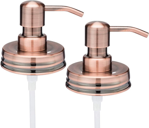 Jarmazing Products Classic Vintage Styled Copper Mason Jar Soap Dispenser Lids - Two Pack - for All Regular Mouth Canning Jars