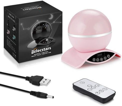 Elecstars Night Lights, Rechargeable Star Projector with Remote Control and Timer Auto Off Design, Rotating Projection Lighting Lamp, Room Decor (Pink)