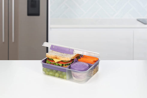 Sistema To Go Collection Bento Box Plastic Lunch and Food Storage Container, 55.7 Ounce, Multi Compartment (Color May Vary)