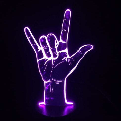 3D Optical Illusion I Love You Sign Language LED Hologram Night Light USB Operated Romantic Valentine' Day Party Decoration