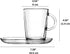 DESTALYA Coffee Mugs with Handles and Saucers Set, Clear Glass 13.52 oz Handled Cups for Hot Beverages Cold Drinks, Tea Espresso Cappuccino Hot Chocolate