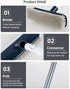 MEXERRIS Floor Scrub Brush with Long Handle - Stiff Carpet Deck Brush 2 in 1 Floor Scrubber Cleaning Grout Brush for Tile, Bathroom, Shower, Sink, Bathtub, and Kitchen Surface - Gray