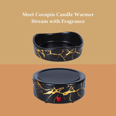 Cocopin 2-in 1 Luxurious Wax Melter, Electric Candle Warmer, 100% Safe, No Flame, Wick or Soot, Bold Gold D©cor (Bold Gold)
