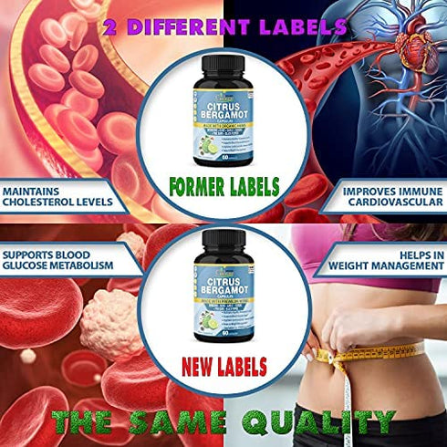 2 Packs Citrus Bergamot Extract Capsules 10300mg & Berberine, Olive, Guggul, Garlic, Pine Bark, Black Pepper | Improves Heart and Cardiovascular Health , Supports Immune System, 4 Months Supply