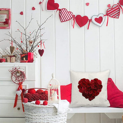 Valentine's Day Pillow Covers 18x18 Set of 4 Buffalo Plaid Heart Love Pillow Cases Sofa