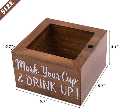 Zingoetrie Natural Solo Cup Holder, Wooden Party Cup Organizer Storage Party Cup Dispenser Cup Mark Your Cup and Drink Up for Bathroom Kitchen Bar Counter Rustic Farmhouse Home Party Decor