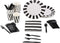 Black and White Party Bundle, Includes Plates, Napkins, Cups, and Cutlery (24 Guests,144 Pieces)