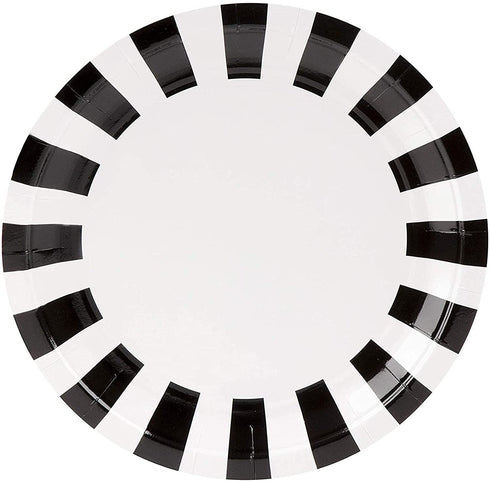 Black and White Party Bundle, Includes Plates, Napkins, Cups, and Cutlery (24 Guests,144 Pieces)