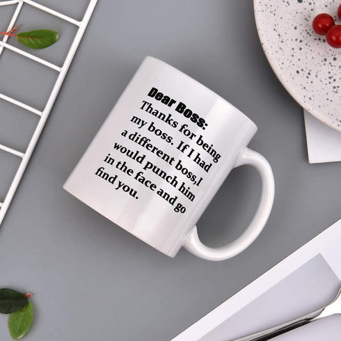 Dear Boss Coffee Mugs for Boss Day Mugs for Boss Funny Boss Mug for Boss on Boss Day 11Oz