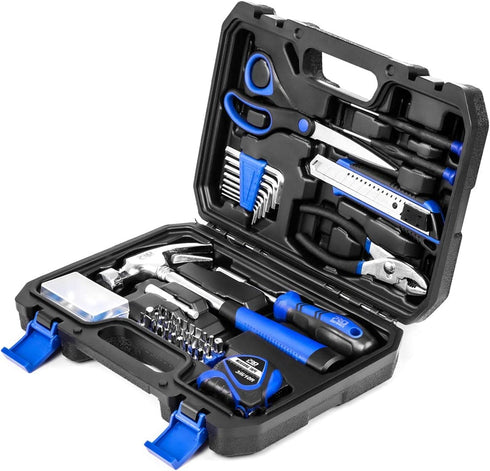 49-Piece Small Home Tool Kit, PROSTORMER General Household Repair Tool Set with Tool Box Storage Case - Great Gift for Beginners