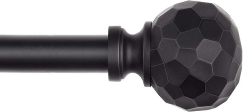 SZXIMU Curtain Rod 5/8 Inch Single Drapery Rods for Windows with Diamond Pattern Finials, 48-86", Black