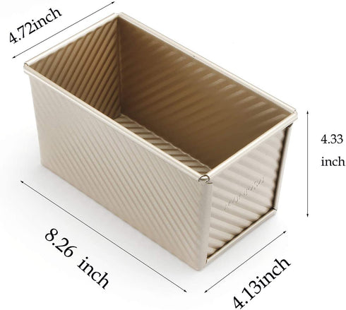 Loaf Pan Bread Toast Mold Deep loaf Pancorrugated Non Stick Gold Aluminum Alloy No lid included (8.26X4.7X4.3INCH)