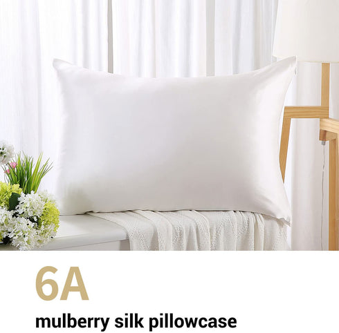 ZIMASILK 100% Mulberry Silk Pillowcase for Hair and Skin Health,Soft and Smooth,Both Sides Premium Grade 6A Silk,600 Thread Count,with Hidden Zipper,1pc(Standard 20''x26'',Ivory)