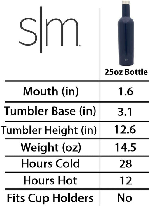 Simple Modern Spirit 25oz Wine Bottle - Double Wall, Vacuum Insulated Wine Bottle with Leak Proof Lid - 18/8 Stainless Steel Shimmer: Kunzite