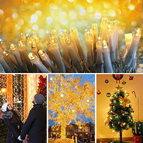 36ft 100 LED Battery Operated String Lights with Auto-Timer for Outdoor Garden Patio Lawn Party (IP65 Waterproof, 8 Modes, 120 Hours of Lighting, Warm White)