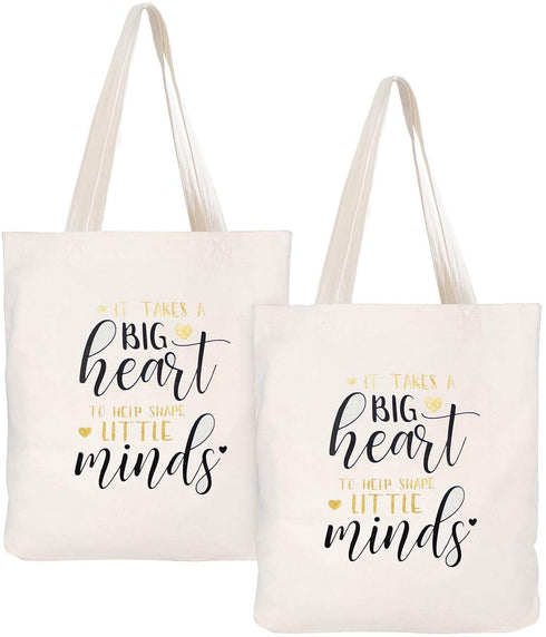 ElegantPark Teacher Gifts Set of 2 Teacher Appreciation Gift Canvas Teacher Bag and Tote with Pocket Canvas Teacher Tote Bag Glitter